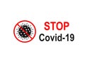 Stop covid-19 icon. Vector illustration, flat design Royalty Free Stock Photo