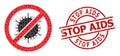 Stop Covid Infection Star Mosaic and Stop AIDS Grunge Seal Stamp