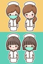 Stop COVID-19. Nurse cute cartoon wearing protective mask