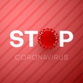 Stop Covid-19 sign with realistic 3d red viral cells, vector Illustration