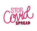 Stop covid spread lettering doodle flat style icon