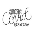 Stop covid spread lettering doodle line style icon