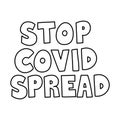 Stop covid spread lettering doodle line style icon