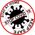 Stop covid 19 stay at home keep safe with virus icon Royalty Free Stock Photo