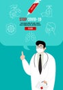 Stop Covid-19 Template Banner, The doctor present how to protect themselves from infection,Coronavirus Protection Related Vector