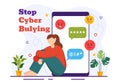 Stop Cyberbullying Vector Illustration of Haters Online with Bullying Internet, Trolling and Hate Speech in Flat Cartoon