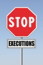 Stop death penalty written on road sign - concept image Royalty Free Stock Photo