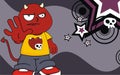 Stop demon kid cartoon expression background