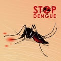 Stop Dengue fever with Mosquito sucking blood on skin vector design Royalty Free Stock Photo