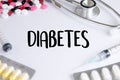 STOP DIABETES CONCEPT against healthy doctor hand working Prof Royalty Free Stock Photo