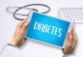 STOP DIABETES CONCEPT against healthy doctor hand working Prof Royalty Free Stock Photo