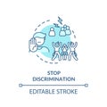 Stop discrimination turquoise concept icon