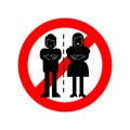 Stop Divorce family sign. Ban danger road sign Scissors cut married couple. Concept of end of love relationships