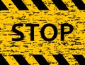 Stop. Do not cross. Increased danger. The tape is protective yellow with black. Caution and warning