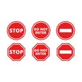 Stop and do not enter red sign set Royalty Free Stock Photo