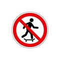 STOP! Do not ride a skateboard. Vector. The icon with a green contour on a white background. For any use. Warns. Royalty Free Stock Photo
