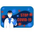 Stop doctor coronavirus picture. Vector illustration