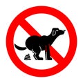 Stop Dog poop. Ban Pet shit. Red prohibition road sign Royalty Free Stock Photo