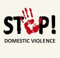 Stop Domestic Violence against women Stamp. Creative Vector Design Element Concept Royalty Free Stock Photo