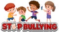 Stop domestic violence font design with kids bullying friend