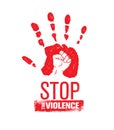 Stop Domestic Violence Stamp. Creative Social Vector Design Element Concept. Hand Print With Fist Inside Grunge Icon. Royalty Free Stock Photo