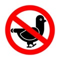 Stop Dove. Ban pigeon. Red prohibition road sign