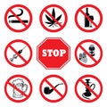 Stop Drugs.Drugs Prohibition Sign collection