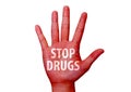 Stop drugs written on a hand