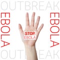 Stop ebola hand leader in black background