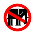 Stop Elephant. Ban African animal. Red prohibitory road sign Dan Royalty Free Stock Photo