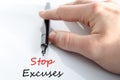 Stop excuses text concept Royalty Free Stock Photo