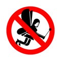 Stop Fairy. Ban Little magical girl. Red prohibitory road sign D