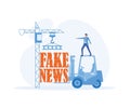 Stop fake news and misinformation spreading on internet and media concep.