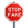 Stop Fake red road sign raster illustration