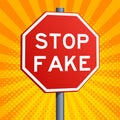 Stop Fake red road sign vector illustration