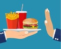 Stop fast food junk snacks concept Royalty Free Stock Photo