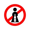 Stop Female alcoholisml. Red prohibition road sign. No Girl and alcohol bottle