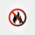 Stop fire icon. Grey background. Vector illustration.