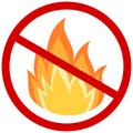 Stop fire sign with flame. No fire symbol