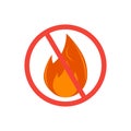 Stop fire vector icon, warning flame illustration