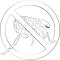 Stop fleas bugs sign black line vector symbol