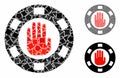 Stop gambling chip Composition Icon of Uneven Parts