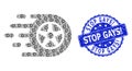 Rubber Stop Gays! Round Seal and Recursive Car Wheel Icon Collage