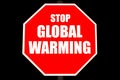 Stop Global Warming Sign Isolated on Black