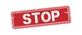 Stop grunge rubber stamp on white, vector illustration