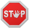 Stop halt red warning road sign stopping Royalty Free Stock Photo