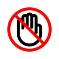 Stop Hand Forbidden sign symbol, bold outline