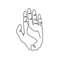 Stop hand gesture line art illustration vector