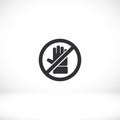 Stop Hand, icon. Vector stop. do not touch with your hand. ban. flat design icon. the work is done for your use for your purposes Royalty Free Stock Photo