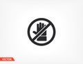 Stop Hand, icon. Vector stop. do not touch with your hand. ban. flat design icon. the work is done for your use for your purposes Royalty Free Stock Photo